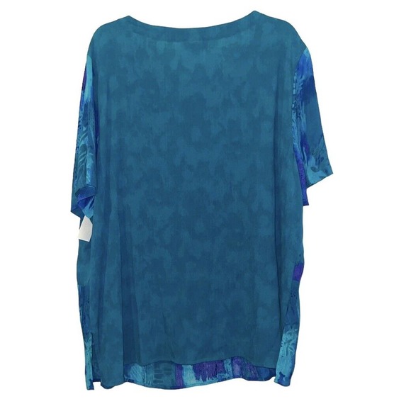 CM Shapes Shirt Tunic Plus size 1x Teal & Purple Rayon NWT Embroidery - Picture 10 of 10